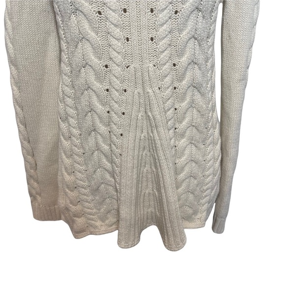 CAbi Ivory Cable Knit Lace Back Sweater Style 3157 - Picture 6 of 8